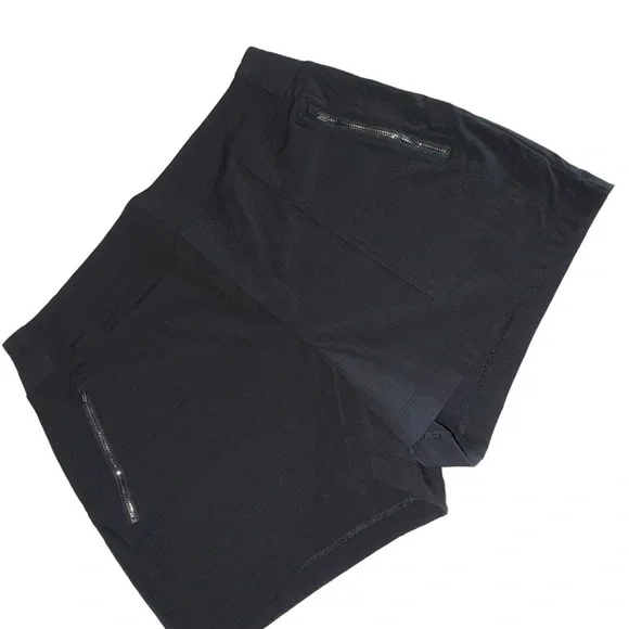 Athleta Black Trekkie Hiking Active Shorts Women’s Size 12 Zip Pockets 4” Inseam - Picture 5 of 8